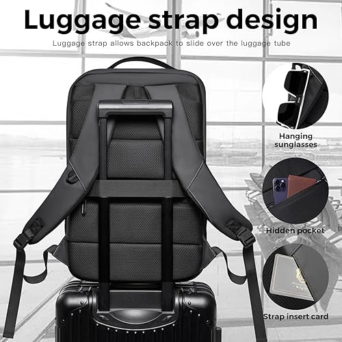 Miniatura 4 de Mochila inteligente para laptop de negocios,Viajes de trabajo diarios de transporte,Mochila de viaje para portátil de 17.3 pulgadas, Negro (25L),