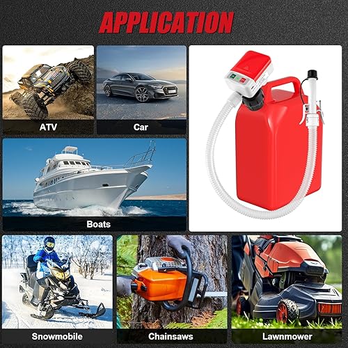 Miniatura 8 de Bomba automática de transferencia de combustible con sensor de parada automática, 3.2 GPM, manguera de 51 pulgadas, bomba de lata de gas con 4