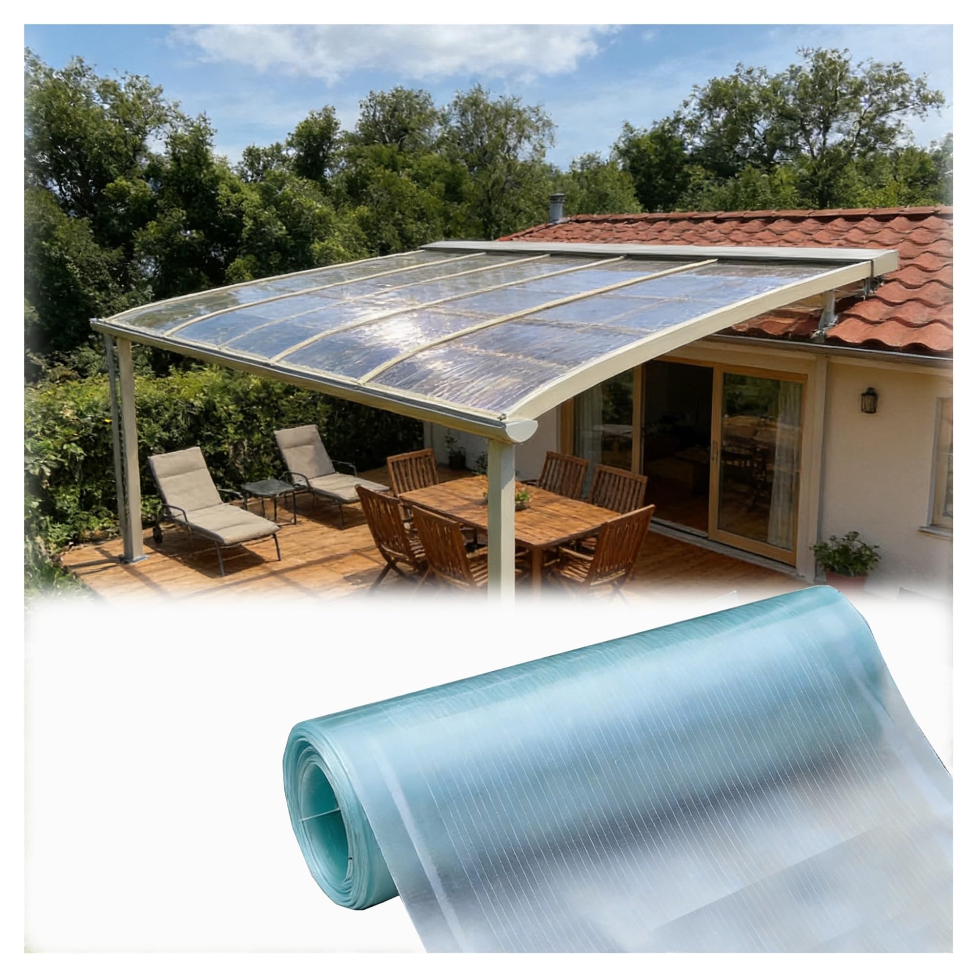 Láminas de policarbonato para techos, cubierta impermeable duradera para agricultura y jardinería, toldo de granja de 0,5 x 8 m, resistente a los impactos
