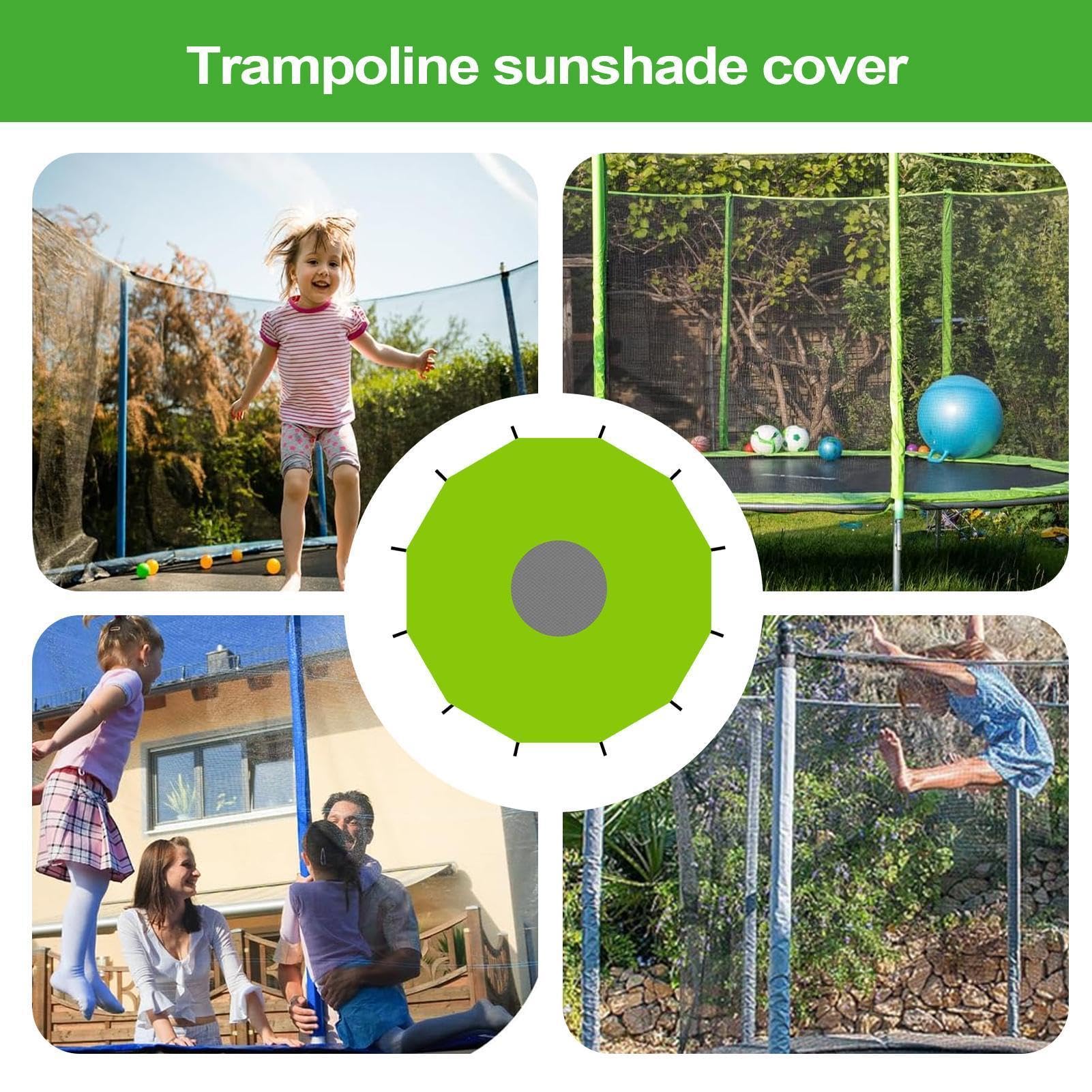 Trampolino elastico, tettuccio parasole per sport, giardino, salti, compleanno, picnic
