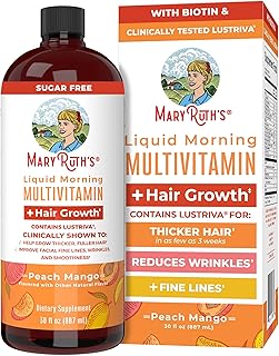 MARYRUTH'S Liquid Multivitamin+Hair Growth | Clinically Tested for Thicker Hair & Facial Wrinkles in Women | Biotin 10000mcg | Lustriva Hair Growth Supplement | Skin Care | Age 18+ | 30 Fl Oz