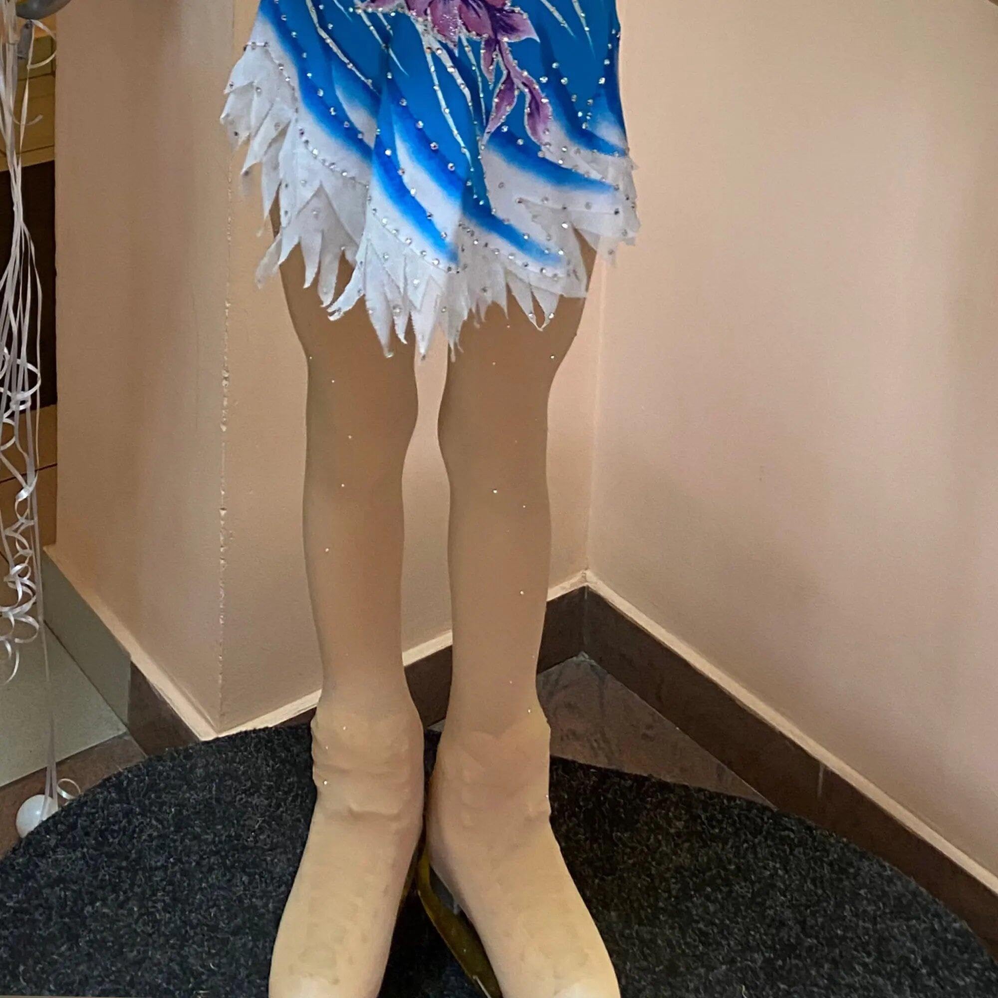 Collants De Patinage Artistique De Glace Collants De Glace Tan Crystal Figure pour Filles Dance De Ballet De Patinage pour Femmes