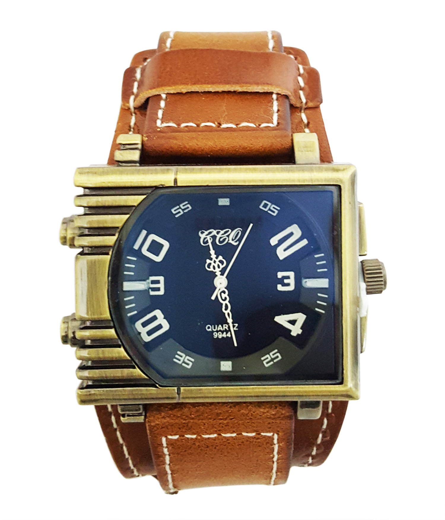 Mehrunnisa Brown Leather Fashion Big Rectangle Dial Analog Cuff Band Bracelet Watch for Boys/Girls (JWL1234) (B01L1KXX74) Amazon Price History, Amazon Price Tracker