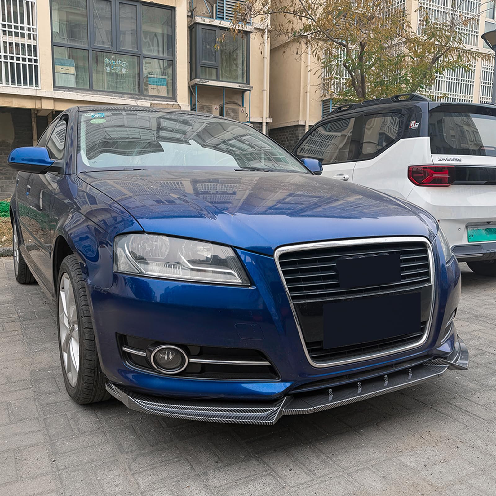 Spoiler per paraurti anteriore dell'auto in fibra di carbonio con splitter per Audi A3 8P 2008-2012, nero opaco/lucido