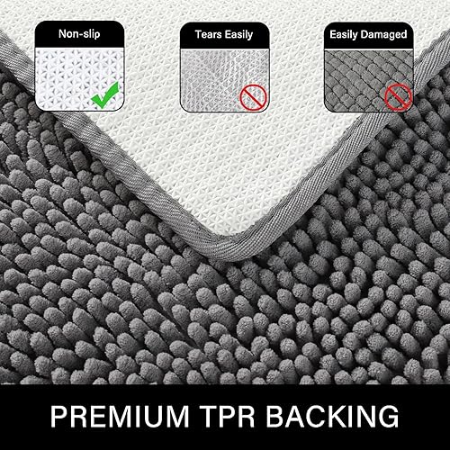 Miniatura 3 de LOCHAS Juego de 2 alfombras de baño de 17 x 24 pulgadas más 20 x 32 pulgadas de grosor, antideslizantes, alfombra de baño de felpilla suave y