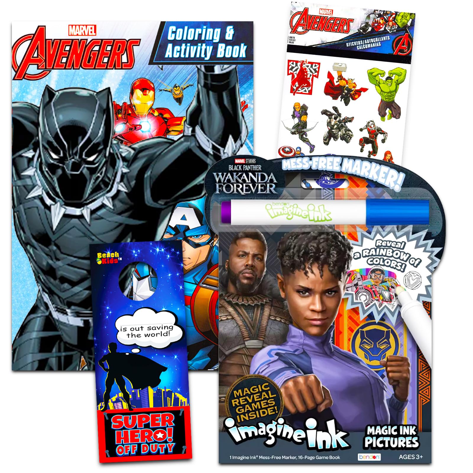 Black Panther Coloring Book Set for Kids - 2 Wakanda Forever Activity Books with Stickers, Games, Puzzles, and More | Marvel Black Panther Coloring Bundle for Boys, Girls