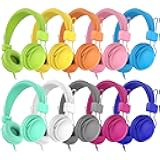 AILIHEN Kids Headphones Bulk 20-Pack for School Classroom K-12, On-Ear Wired Headsets with Microphone & 85dB Volume Limited & Sharing, 3.5mm Jack for Chromebook, Computer, Laptop (Multicolor)