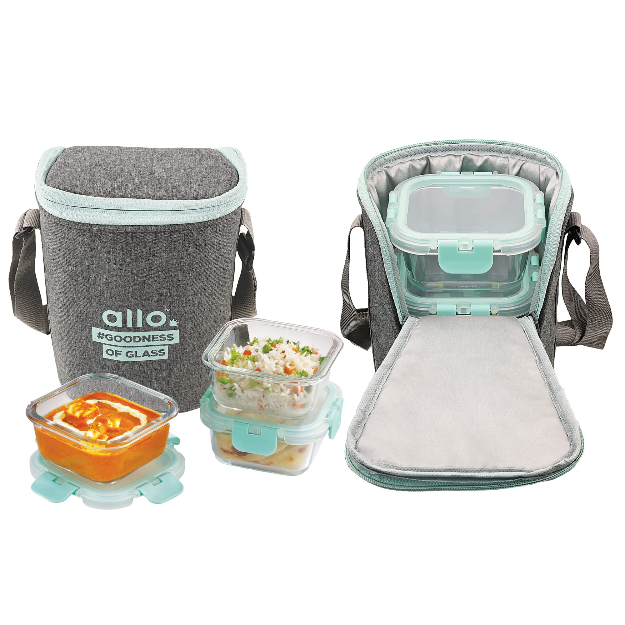 Buy Allo FoodSafe Glass Lunch Box with Break Free Detachable Lock, Oven ...