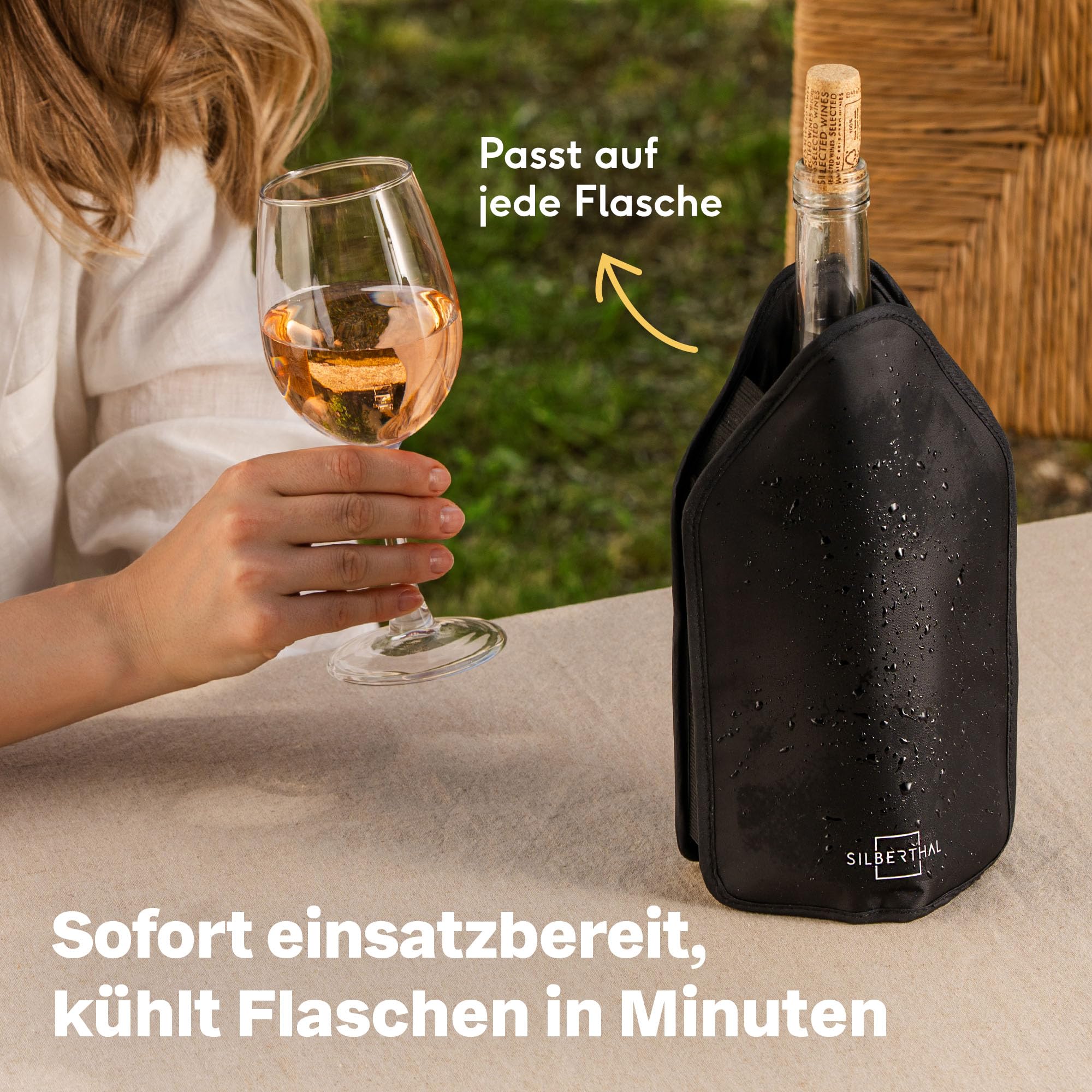 SILBERTHAL Weinmanschette für Flaschen 2er Set - Flaschenkühler für Wein, Sekt & Champagner - Kühlmanschette für unterwegs