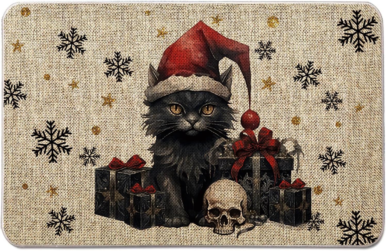 Christmas Door Mat Outdoor Rug Gothic Cat Decorative Doormats Farmhouse Home Kitchen Entrance Rug Floor Front Door Mats 17 x 27 Inch