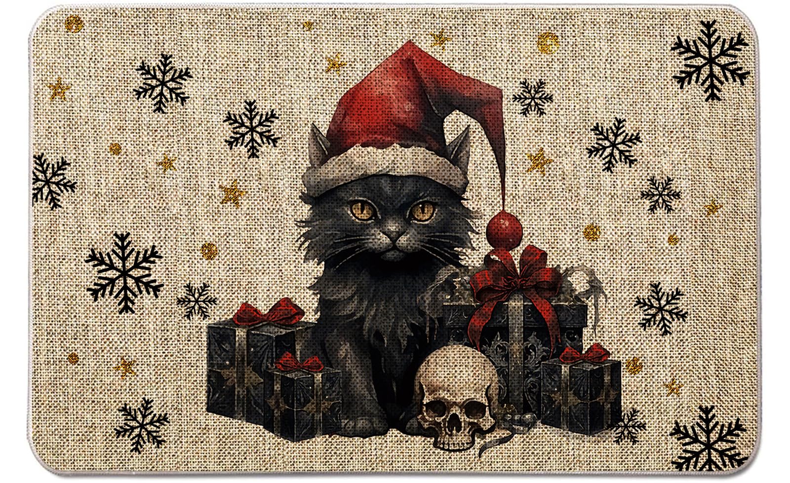 QIONG MENG Christmas Door Mat Outdoor Rug Gothic Cat Decorative Doormats Farmhouse Home Kitchen Entrance Rug Floor Front Door Mats 17 x 27 Inch
