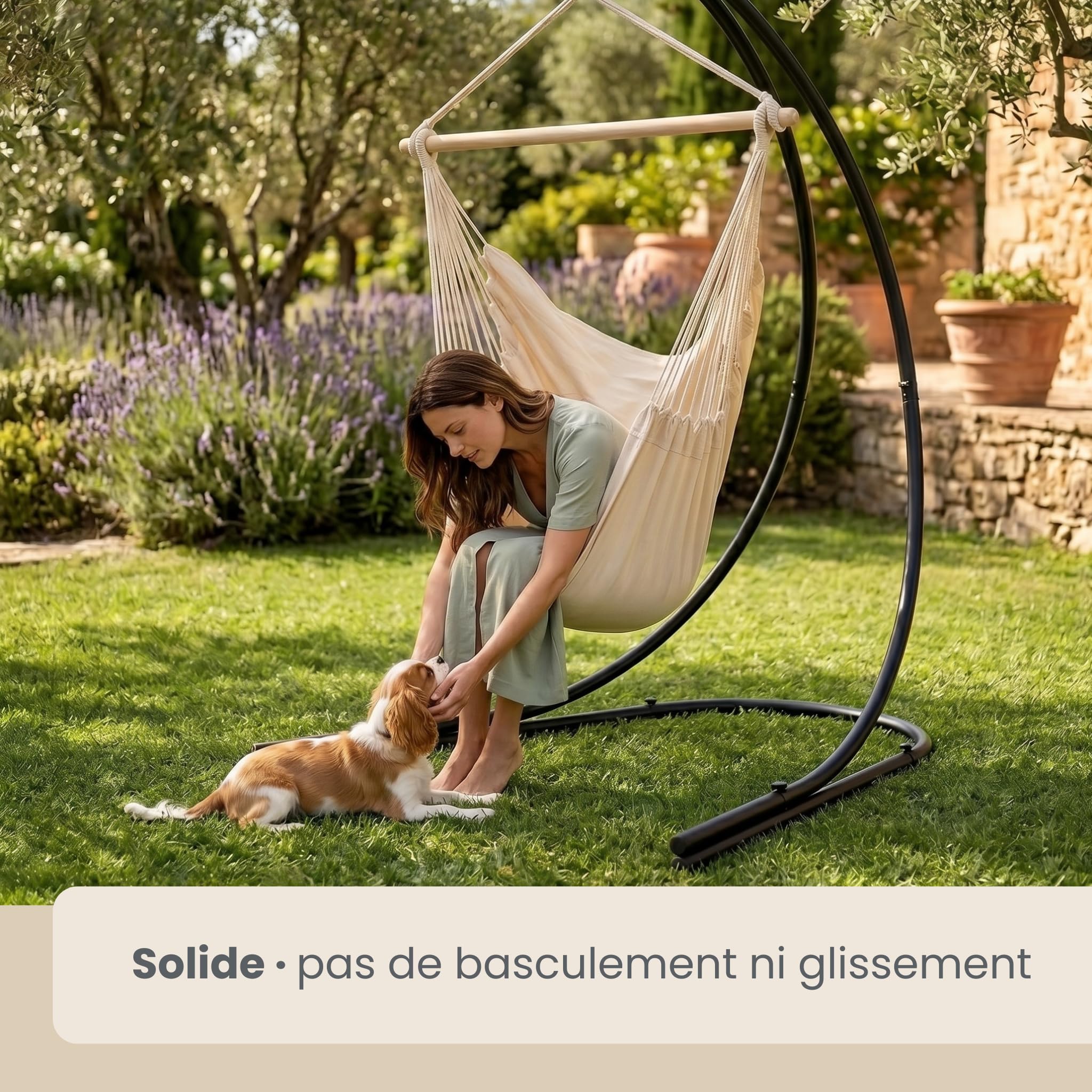 AMANKA Jusqu'à 150kg : Support pour Fauteuil Suspendu - 210cm Support Chaise Suspendue - Cadre Aesthetic pour Fauteuil de Jardin Siege Suspendu Fauteuil a Suspendre - Support Sac de Frappe sur Pied