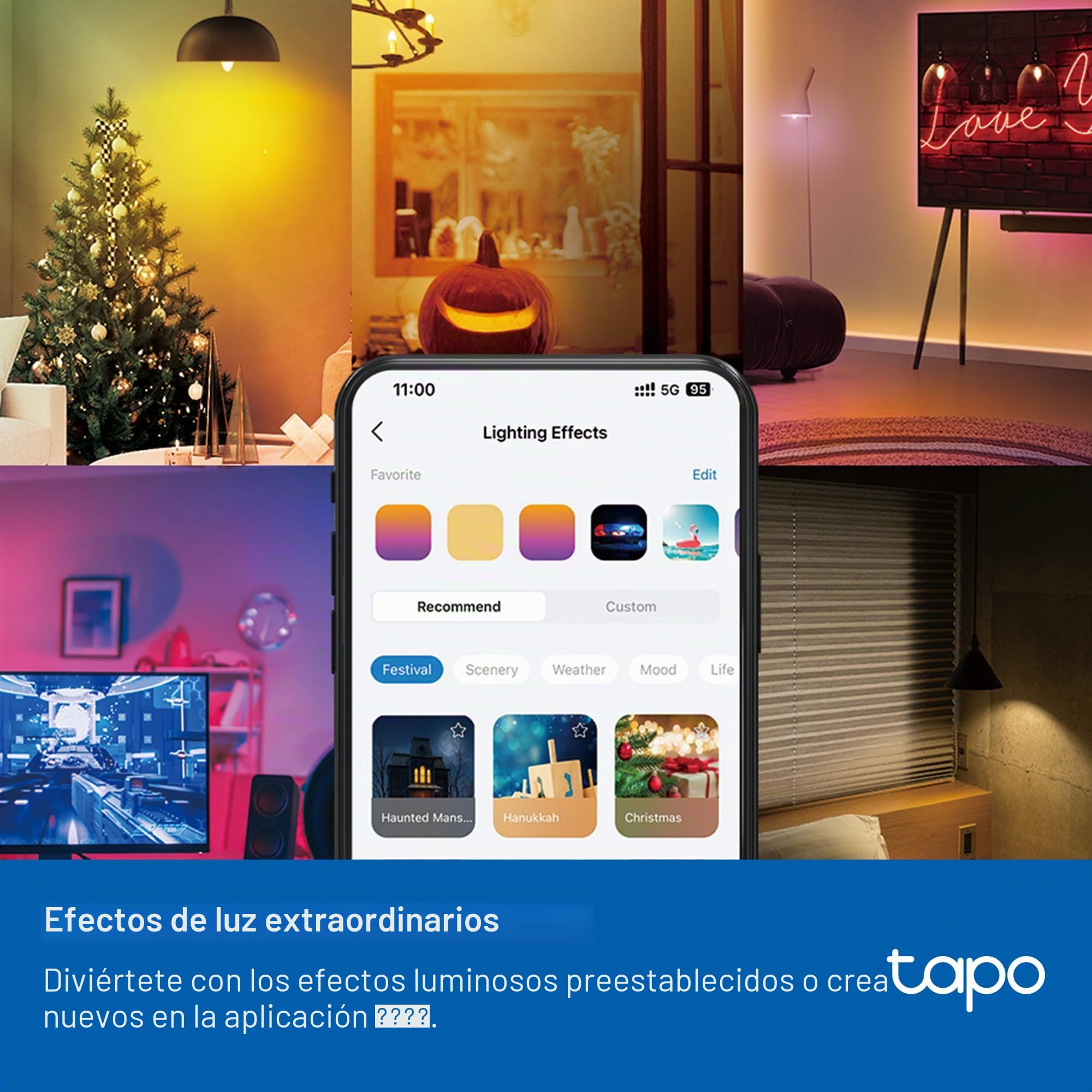 Tapo Bombilla conectada WiFi, Bombilla LED E14 Multicolor 2500K-6500K, regulable 40W 470Lm, funciona con Alexa, control de voz, ahorro de energía, L430C.