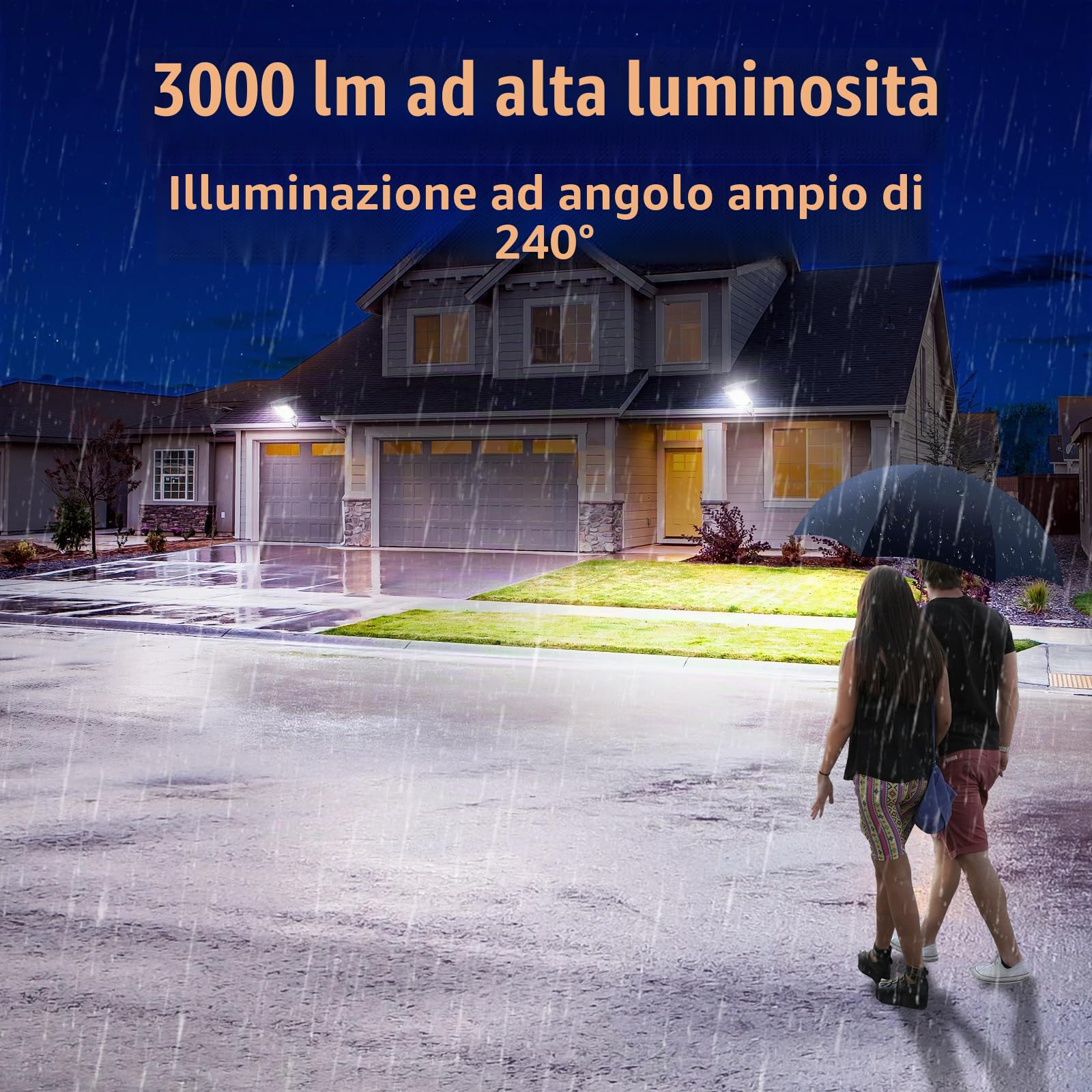 INTELAMP Faretto LED da Esterno Solare 12500mAh, Telecomando Faro led Esterno con Pannello Solare con Sensore di Movimento, Luce Bifacciale, Lampione Solare led Esterno (Nero - 16A-1)