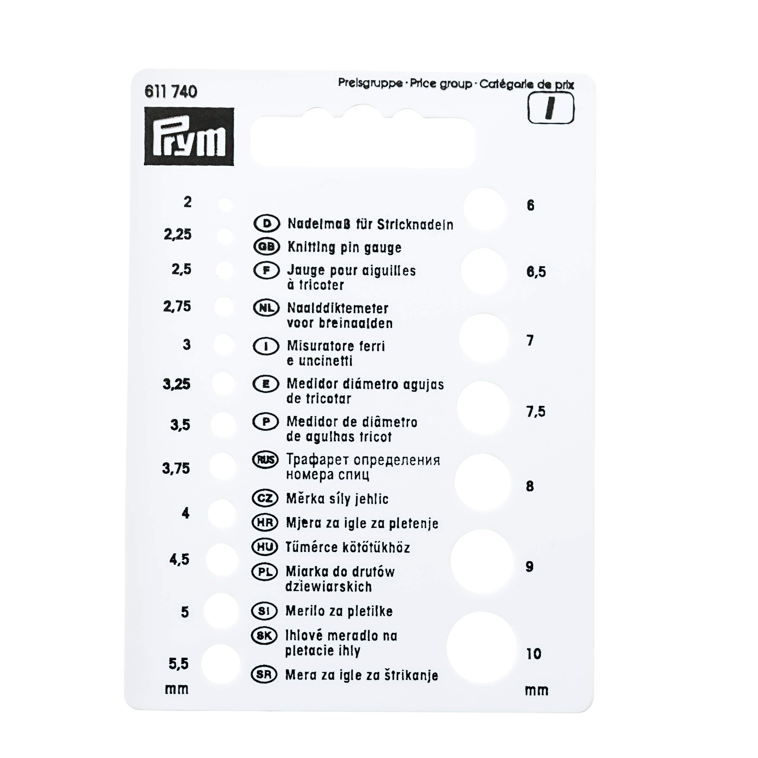 Prym 611740 Jauge pour Aiguilles à Tricoter