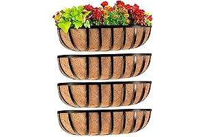 Rail Planters Outdoor Deck - 4 Pack of 24-Inch Railing Planter for Porch Fence Patio