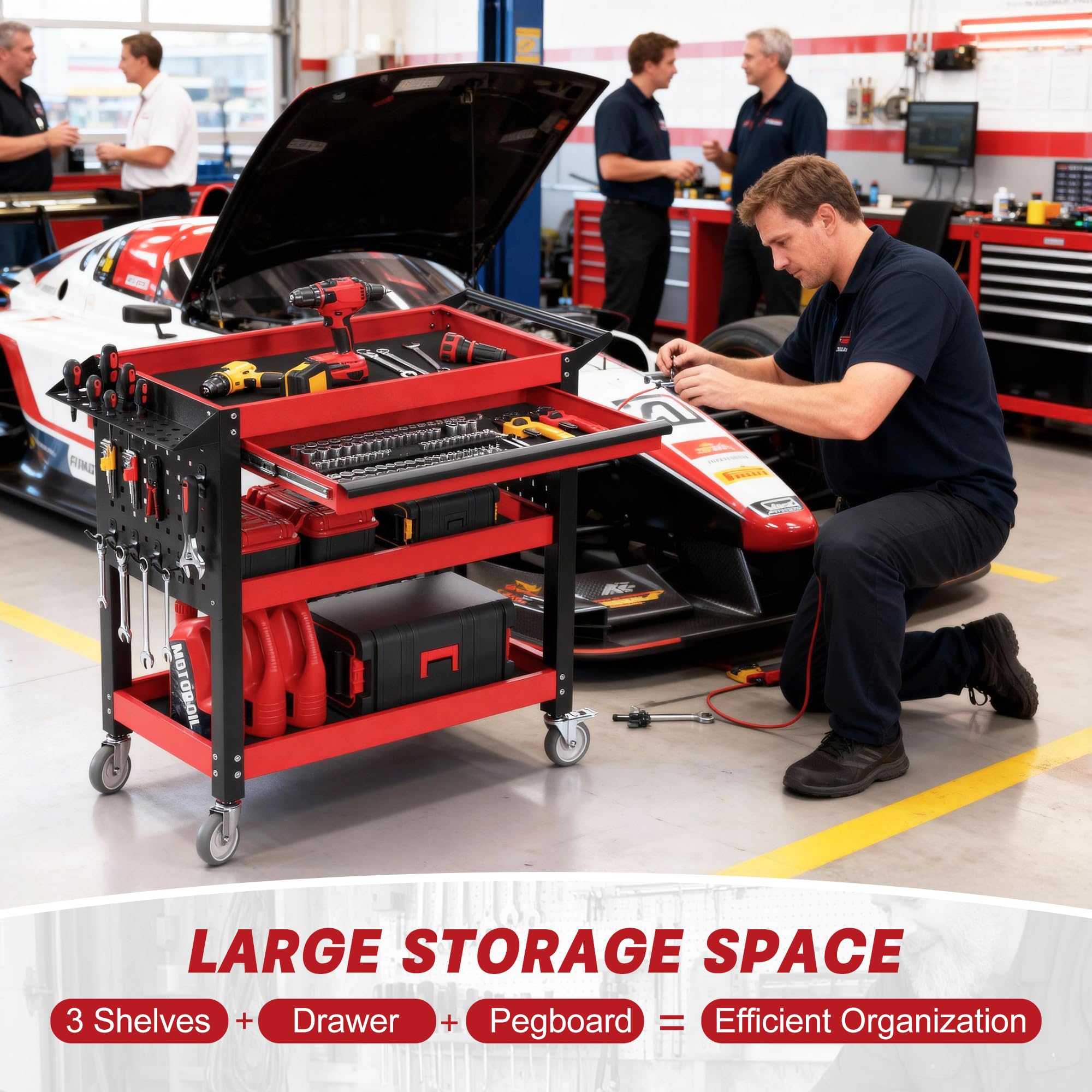 Heavy Duty Rolling Tool Cart - 3 Tier Storage -3