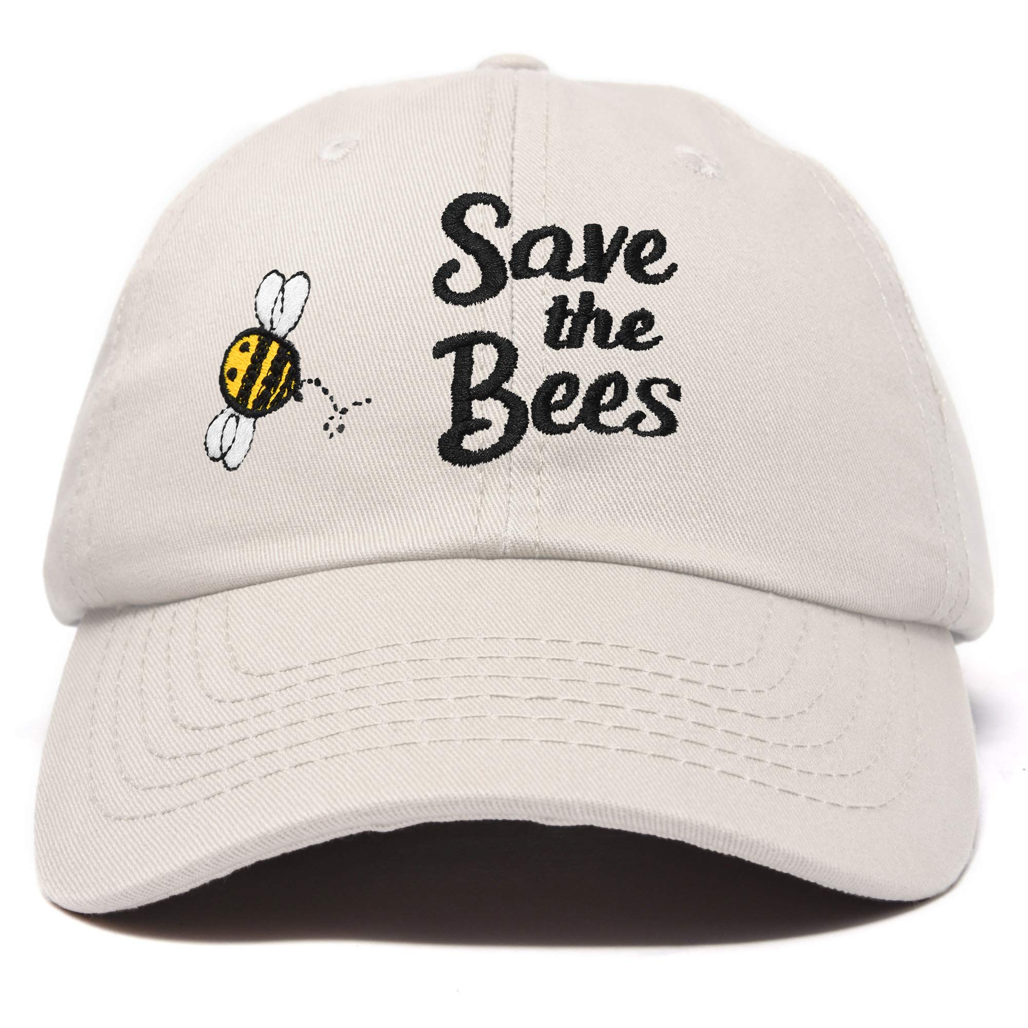 DALIX Save Bees Baseball Cap Dad Hat Embroidered Women Girls Beige