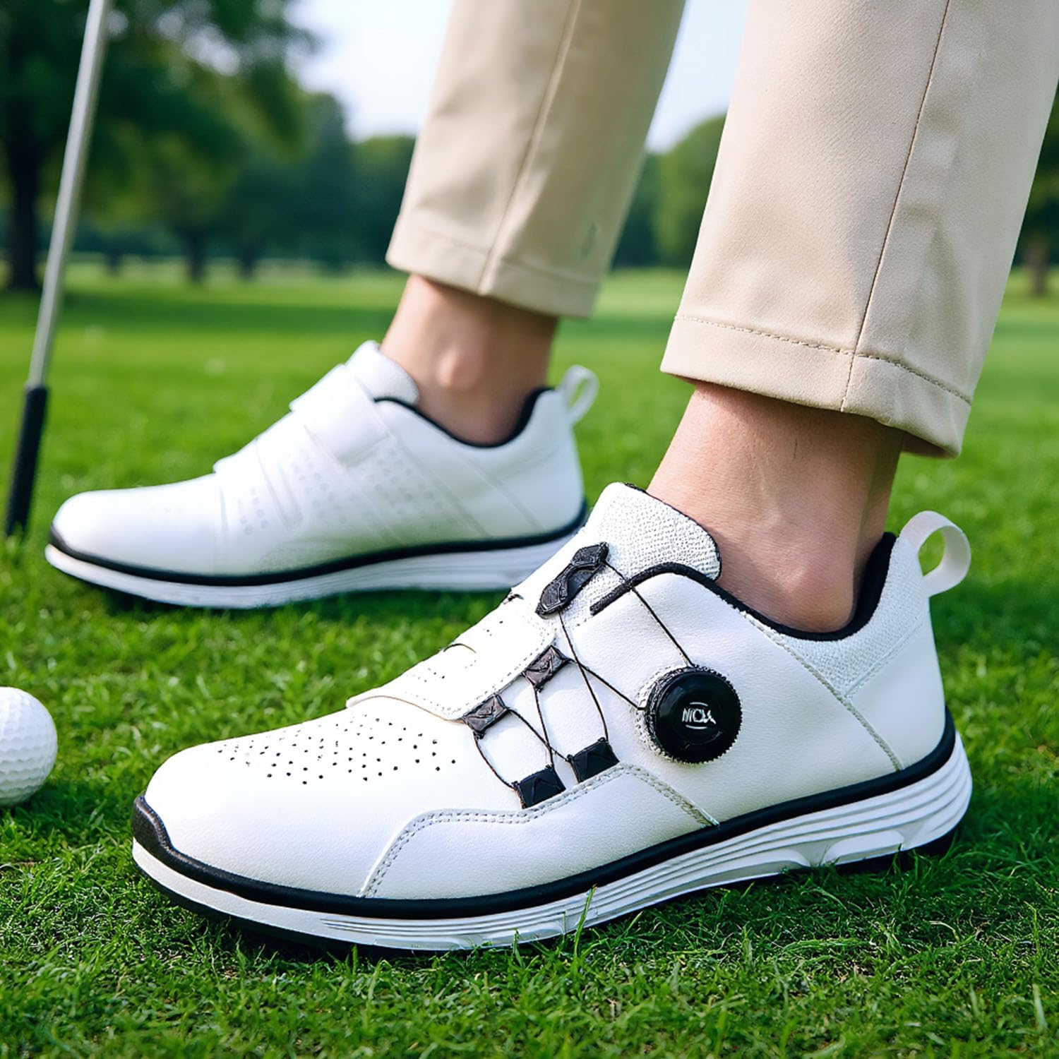 Scarpe da golf da uomo, senza tacchi, antiscivolo, resistenti alle intemperie, casual, da allenamento