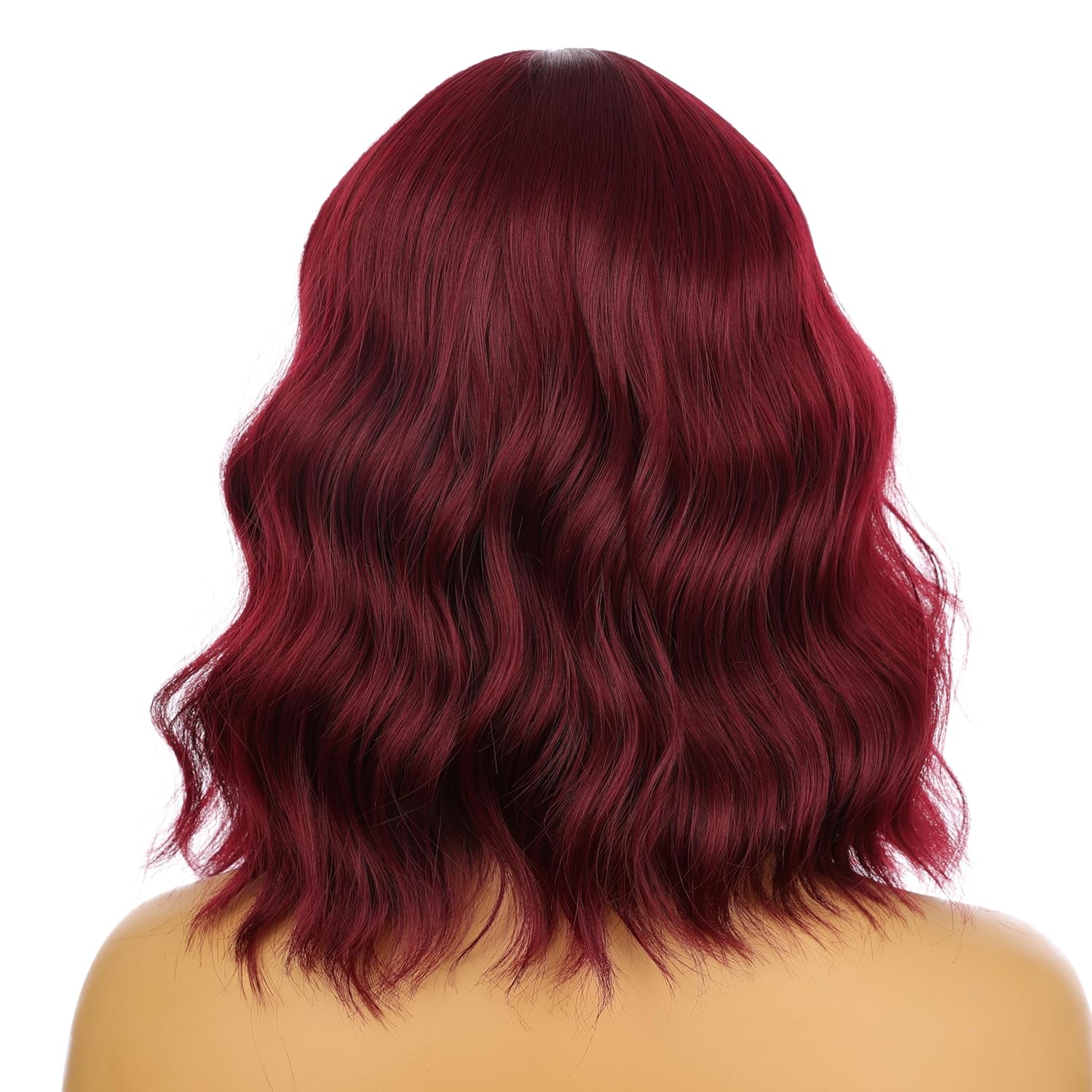 eNilecor Burgundy Wig for Women,Short Wavy Curly Bob Hair Wig with Bangs,14" Natural Synthetic Party Costume Cosplay Halloween Colred colorful Color Fun Neon Funny Wigs For Women
