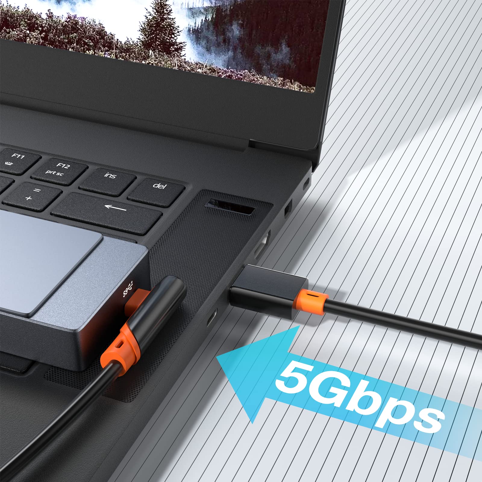 XZXWZX Link Cable 5M Compatibile con Meta/Oculus Quest 2/Quest 3/PICO 4 e PC/Steam VR, Cavo USB 3.0 a USB C a Ricarica Rapida, Trasferimento dati PC ad Alta Velocità, Nero