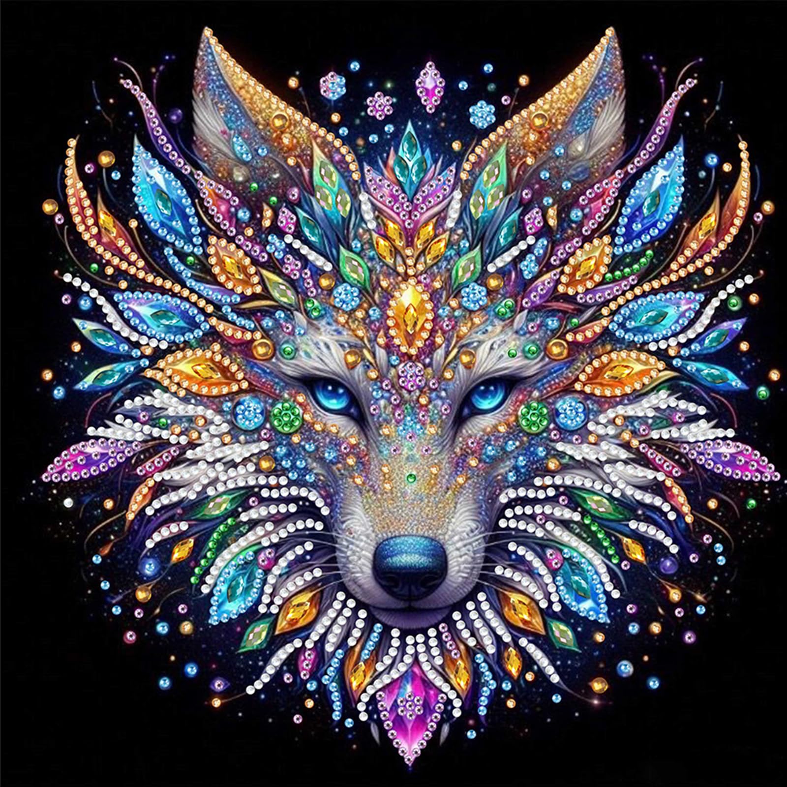 5D Special Shape Diamond Art Painting Kits for Adults, DIY Crystal Rhinestone Gem Art Craft for Beginners, Diamond Mosaic Kit, Home Wall Decor Gift 11.8x11.8 Inch(Wolf)