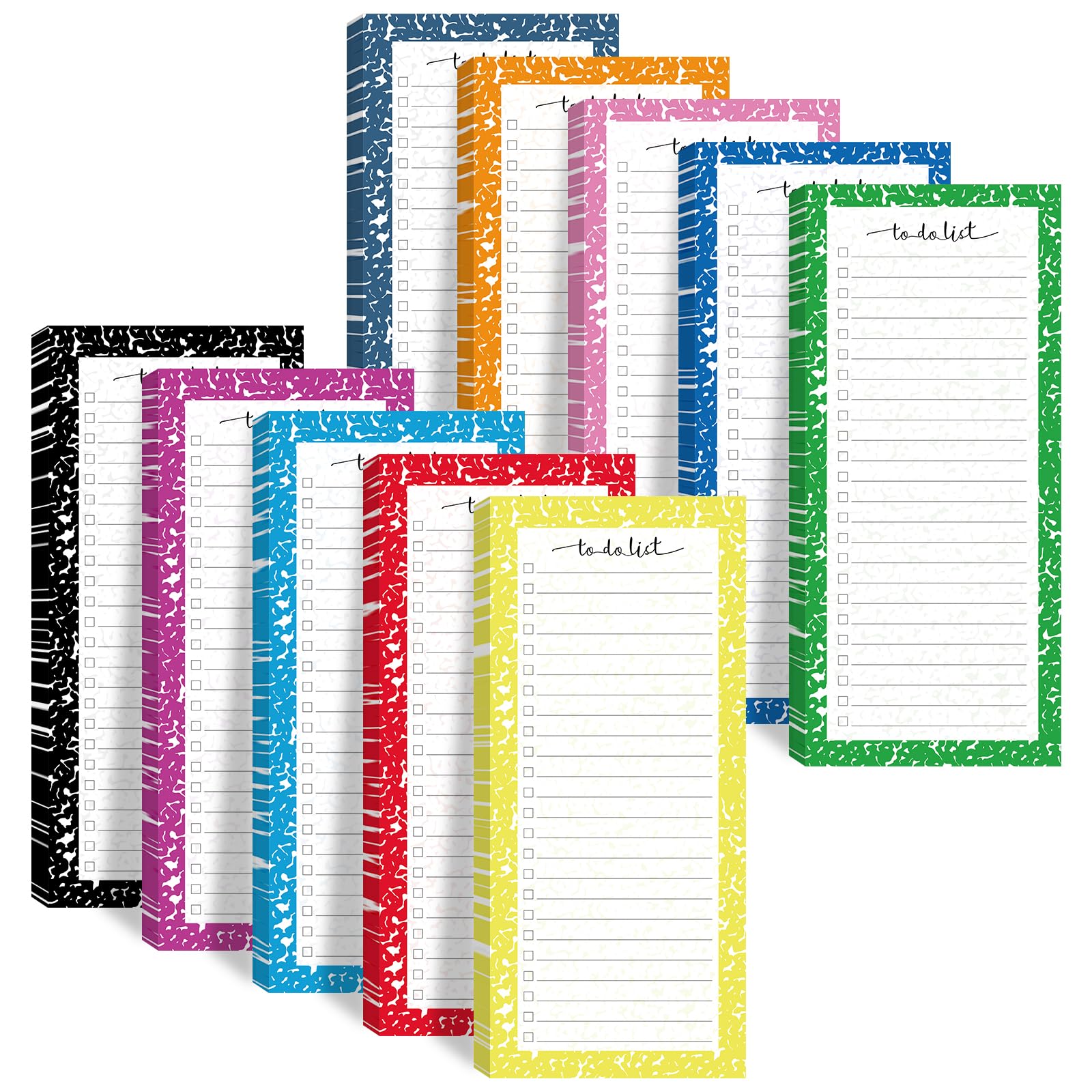 Censen 10 Pack 500 Sheets to Do List Notes Daily Checklist Notepad with 50 Sheets Undated Memo Pad Color Block Shopping List Weekly Plan Notepad Organizer Planners(Colorful,Marble)