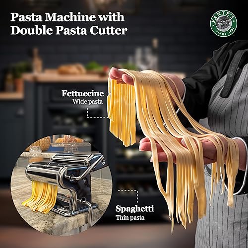 Miniatura 2 de Fante's Máquina para hacer pasta 150, accesorios para espaguetis y fettuccine, desde 1906, de acero resistente