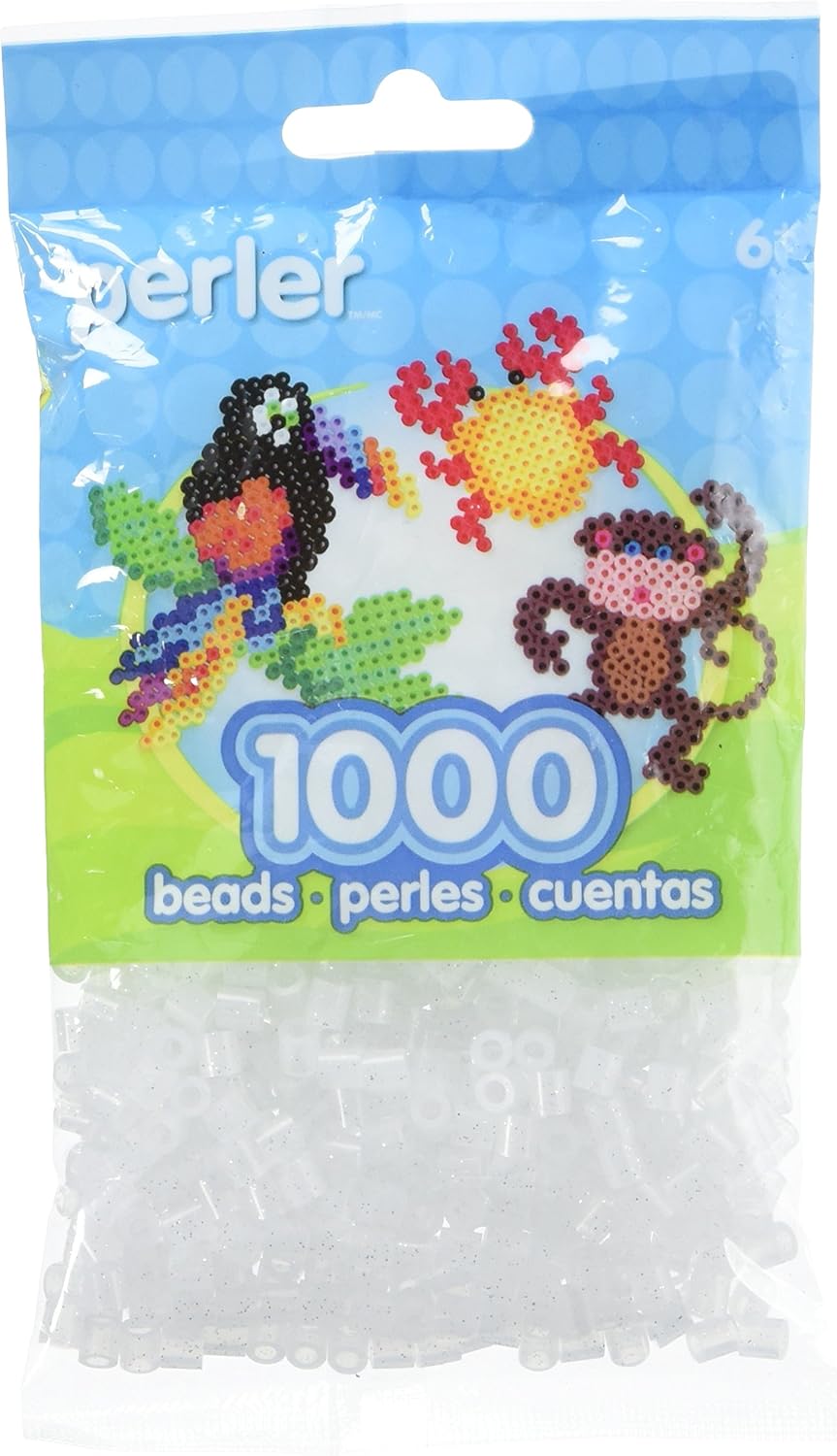 Perler Beads Fuse Beads for Crafts, 1000pcs, Clear Glitter