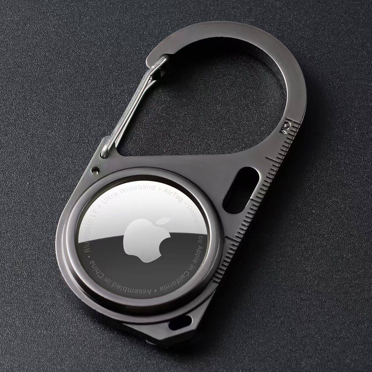 Compatible with Apple AirTag Metal Secure Holder with Carabiner,Snap Hook Lock Anti-Lost Hard Protective Case for Air Tag. (Single Black)-image-28