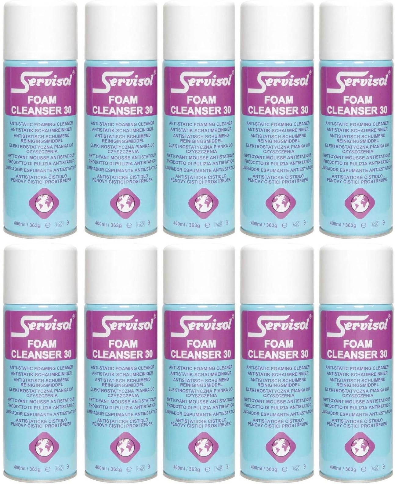 10x Servisol Foam Cleanser 30 Multipurpose Cleaner Spray 400ml