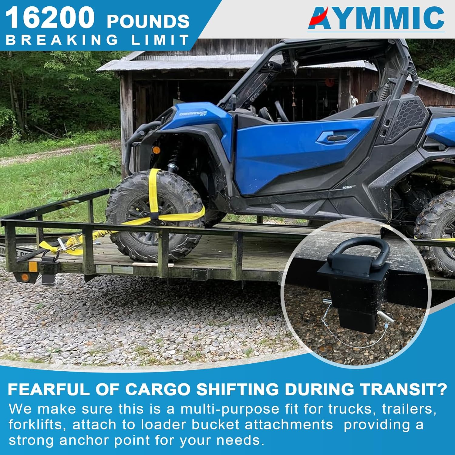 16200lbs Trailer Stake Pocket D Rings 6Pcs Heavy Duty Removable Stake Pocket Tie Downs for Flatbed, Trucks, Trailers w/ 1/2" Anti-Loss Cord - Image 6