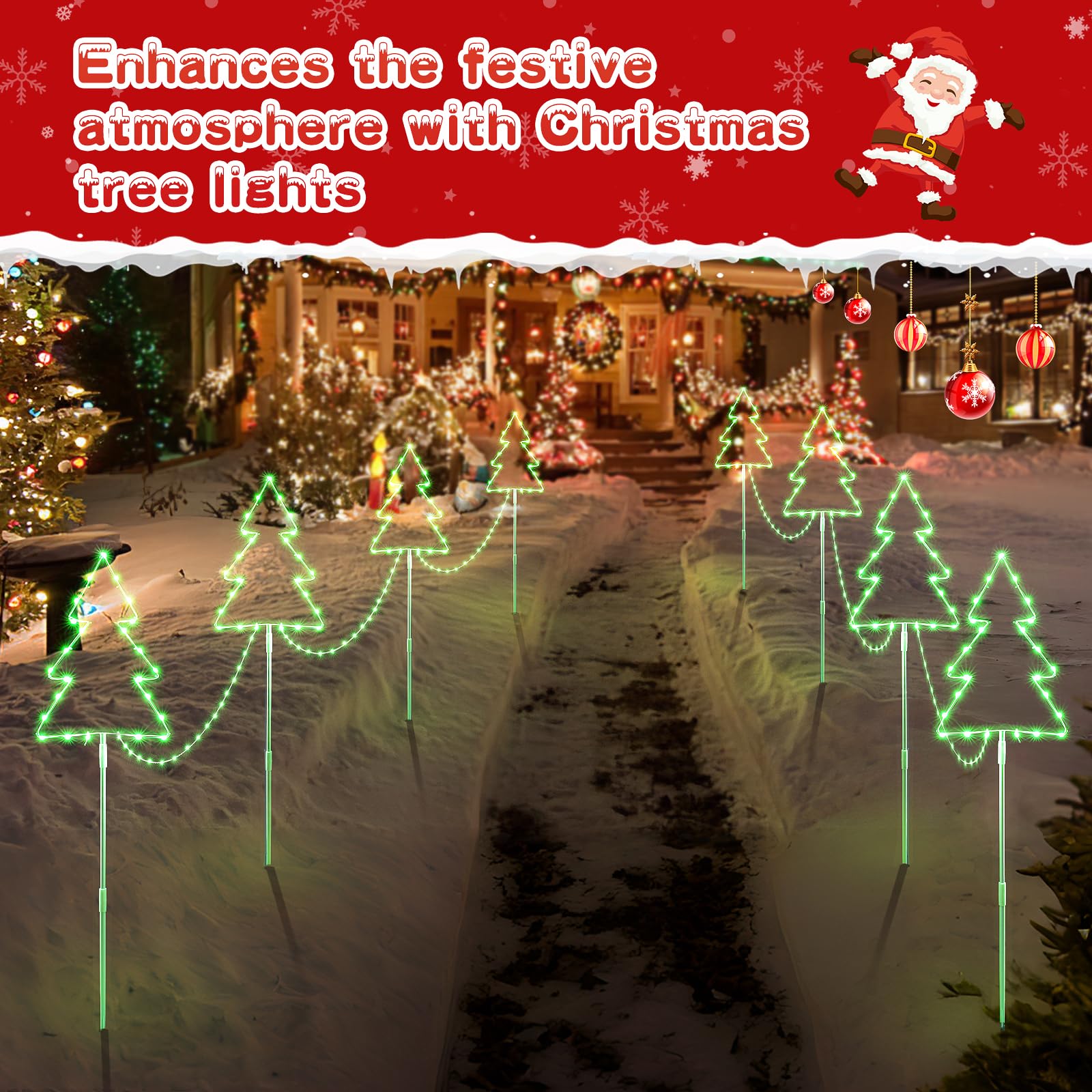Quntis 4Pack Gartenstecker Weihnachtsbaum IP65 Wasserdicht | Weihnachtsbeleuchtung für Garten, 8 Modi und Timer Funktion Strom Weihnachtsdeko für Weihnachten Außen Garten Wege Rasen