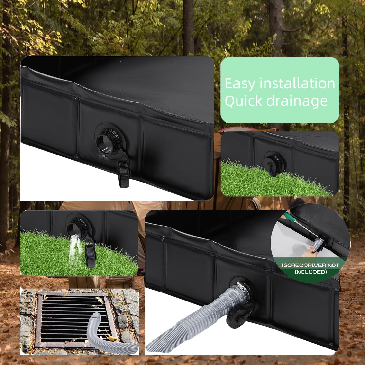 Foldable Camping Shower Base, Portable Shower Pan, Shower Tent Awning Base, Indoor & Outdoor Shower Base - Keep Feet Clean, Capture Water