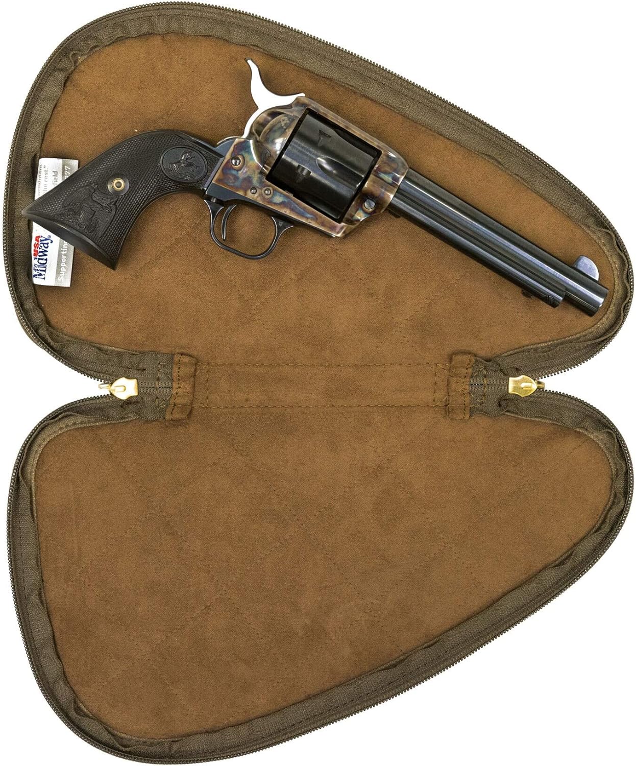 MidwayUSA Waxed Canvas Pistol Case Medium Olive Brown