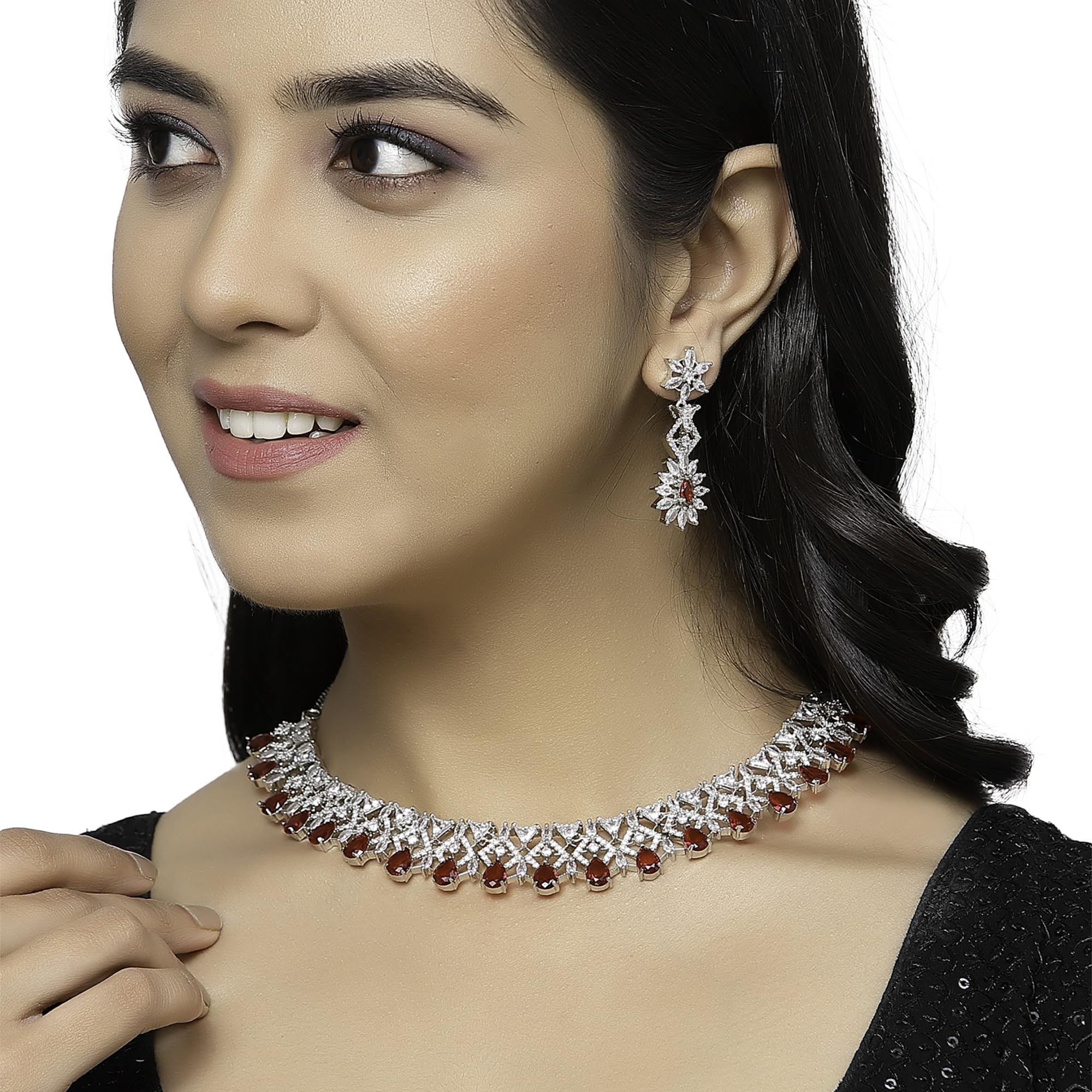 Rhodium American Diamonds Necklace Set