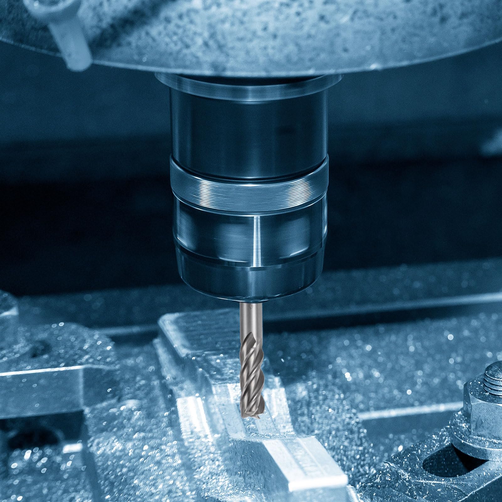 sourcing map Lot de 2 fraises en carbure à 4 cannelures de 13 mm en acier rapide CNC avec tige droite pour la coupe de l'acier d'aluminium et le travail des métaux