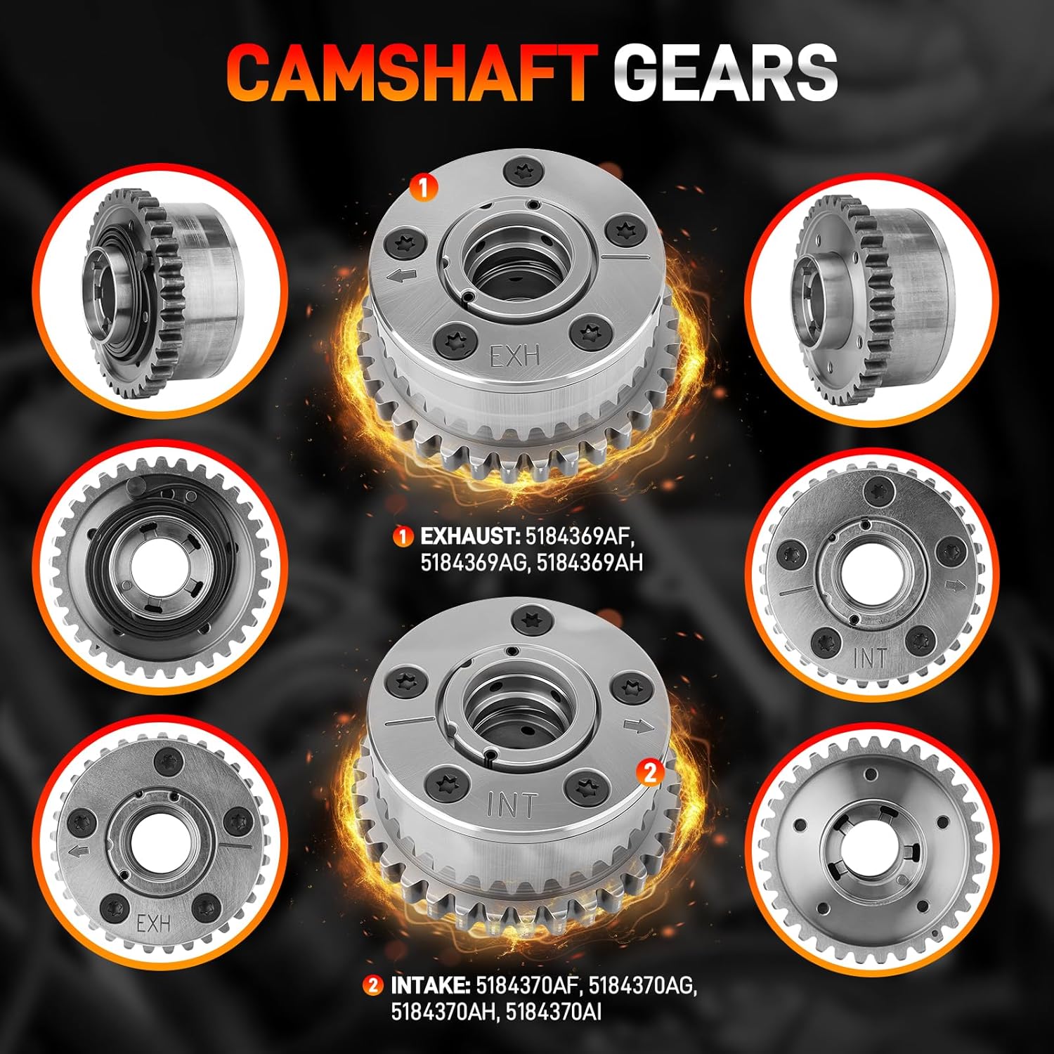 Intake & Exhaust Camshaft Kit with VVT Sprocket Cam Phaser Gear, Rocker Arm and Lifter, Gaskets Compatible with Dodge Chrysler Jeep Ram 3.6L Pentastar V6 Engine Replace# 5184377AH 5184369AH 5184332AA