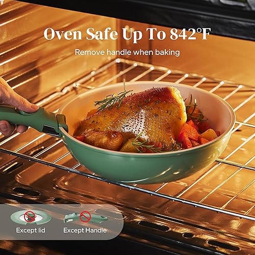 Miniatura 2 de Redchef Juego de utensilios de cocina de cerámica, ollas y sartenes con mango extraíble antiadherentes, juego de utensilios de cocina para caravana,