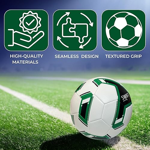 Miniatura 7 de Grassroots Athletics Swift - Balón de fútbol de calidad premium, tamaño 5, rendimiento profesional, agarre texturizado, diseño sin costuras, ideal