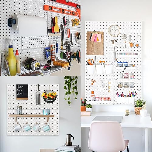 Miniatura 20 de 8 paneles organizadores de pared para tablero de clavijas, blanco para sala de manualidades, garaje, cocina, sala de estar, baño y sala de estudio