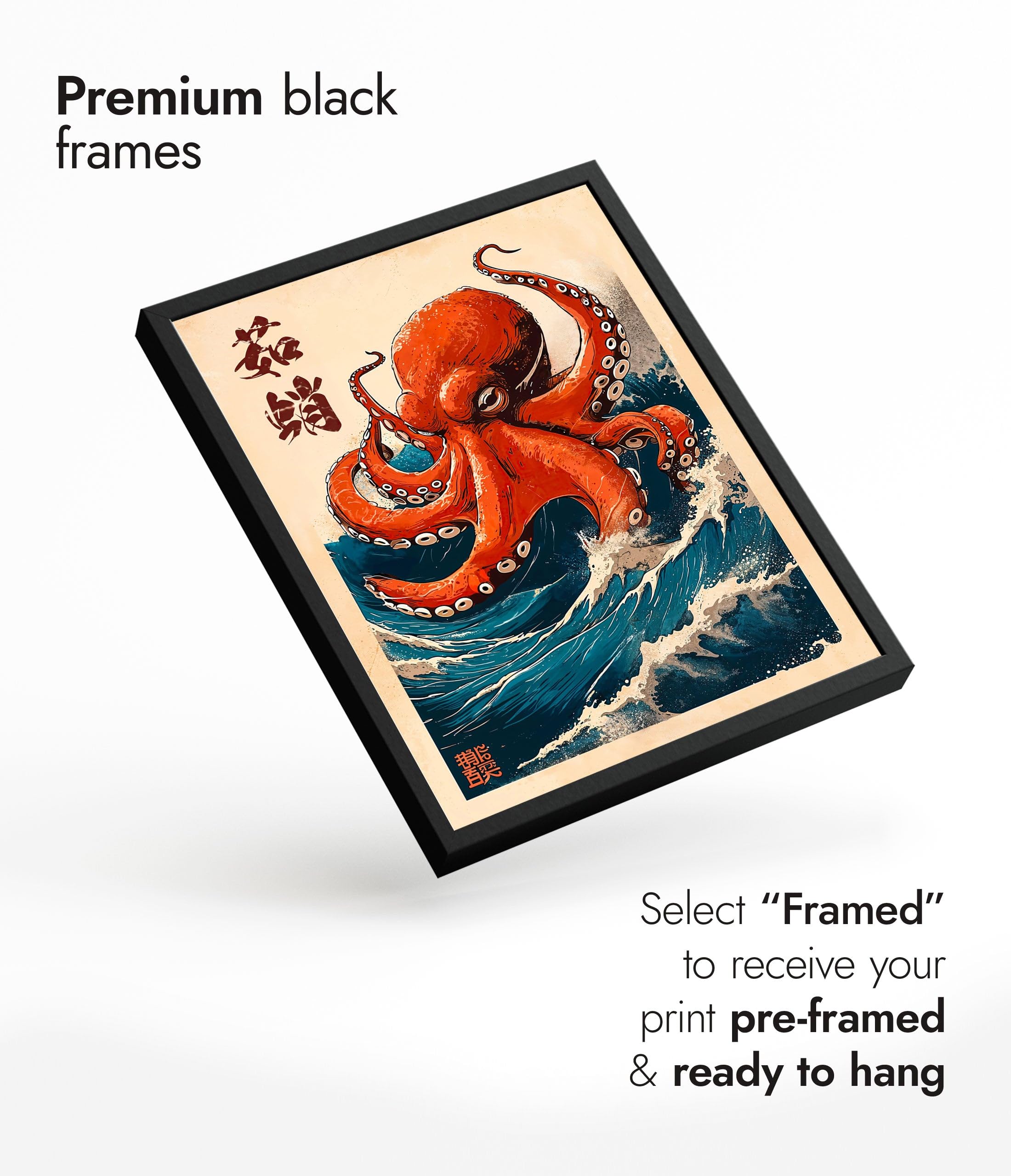 The Great Octopus Poster Japanese Anime Style Print. Great Wave Woodblock Animal Wall Art, Archival Matte, A5 (Print Only) - 21x14.8cm - Image 4