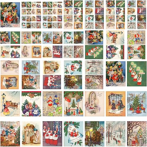 Miniatura 8 de Decoupage - Paquete de papel (10 hojas A4  8 x 12 pulgadas) Vintage Christmas Kids Play Santa Tree FLONZ Vintage Ephemera