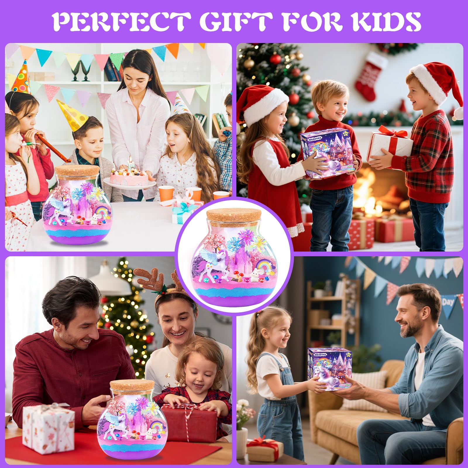 Kit d'artisanat de terrarium licorne pour enfants, veilleuse LED licorne mignonne jouets pour filles âgées de 3-12 ans, kit d'arts et d'artisanat DIY pour enfants, cadeaux d'anniversaire pour filles