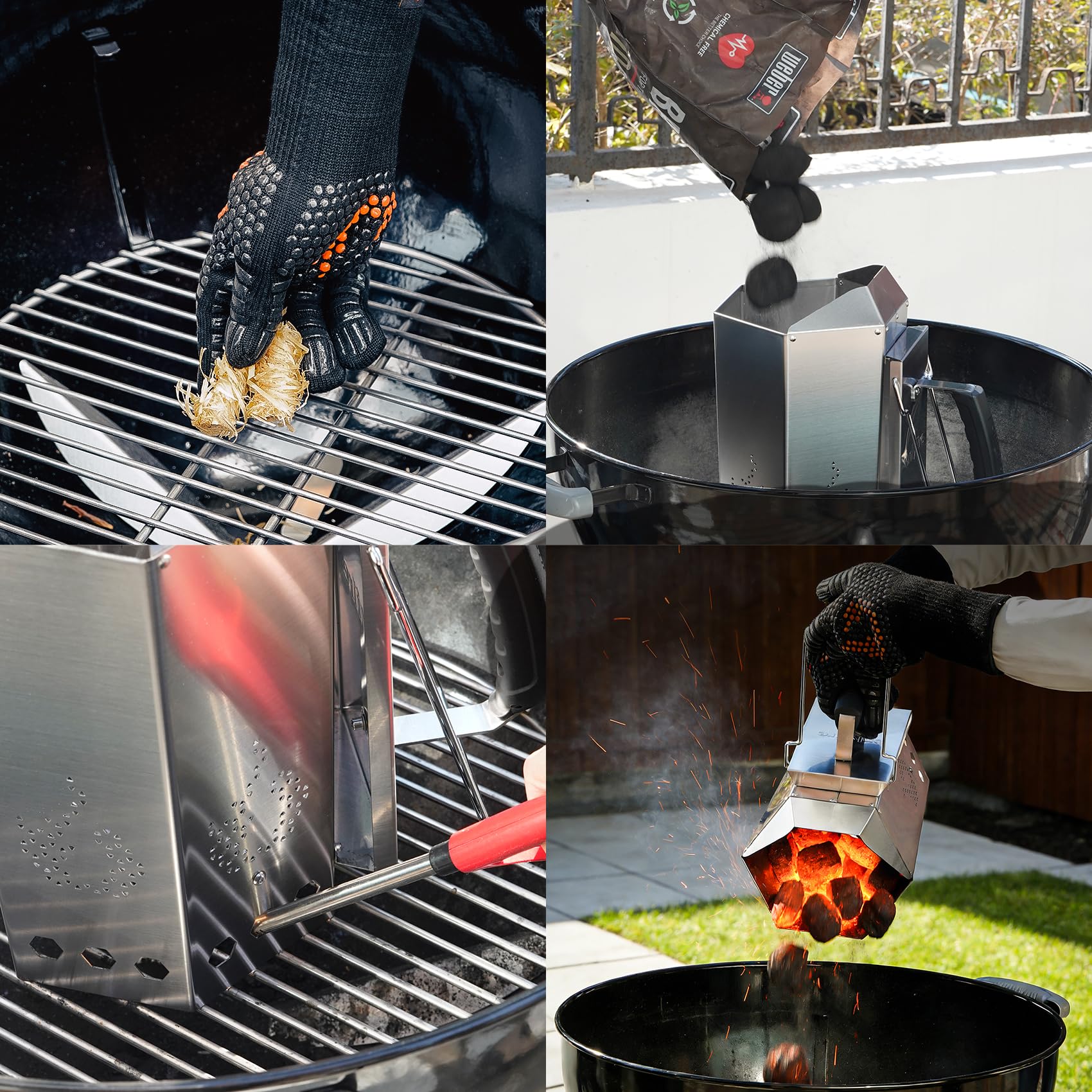 onlyfire Cheminée d'Allumage Polygonale en Acier Inoxydable 430 - Démarreur de Charbon de Bois pour Barbecue