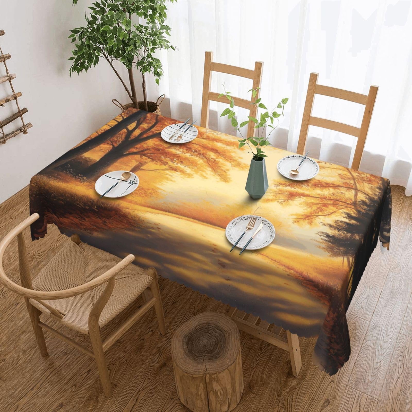 Nappe chemin forestier d'automne tablecloth rectangulaire 137x183cm pour fête