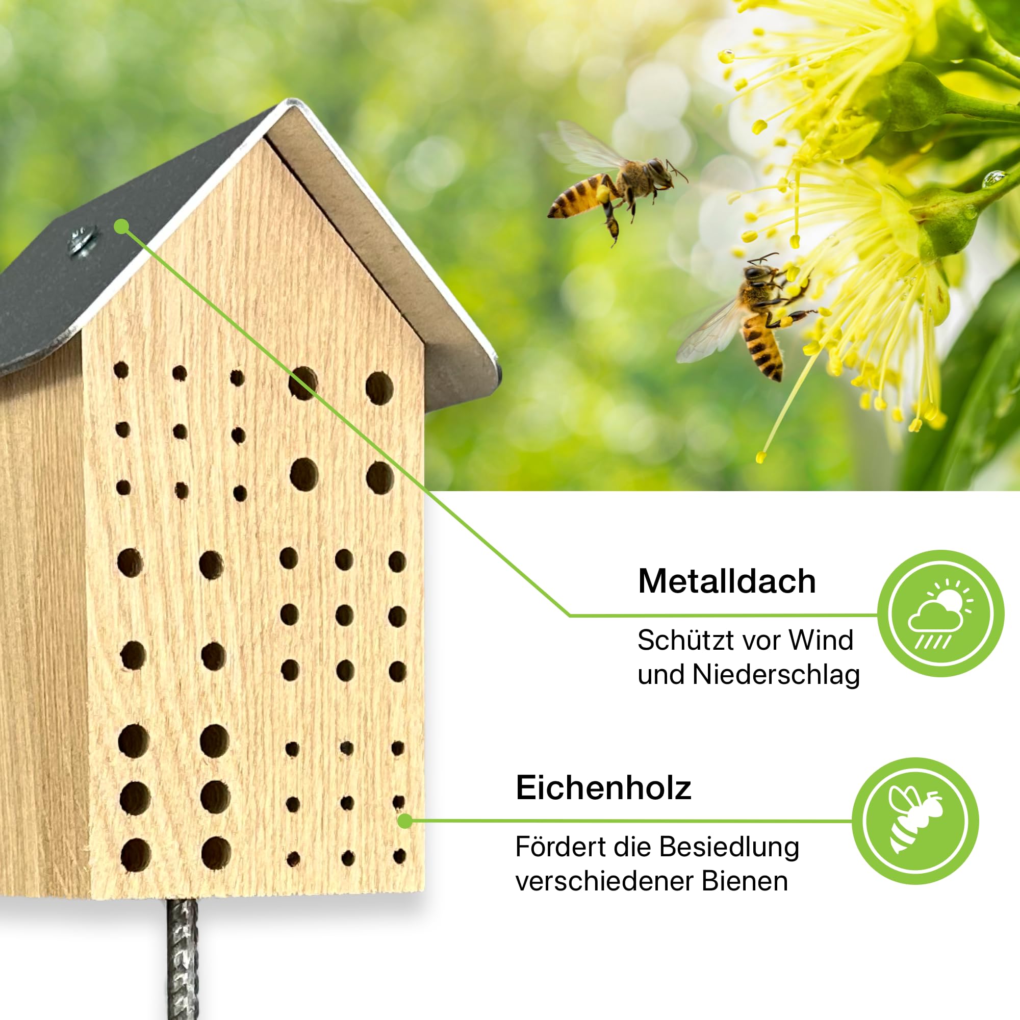 GARTENETAGE Bienendorf Geschenkset für Bienenliebhaber - Perfektes Set mit Blumenwiese Mischung, hochwertigem Insektenhotel, nachhaltiger Verpackung und Anleitung zur Bienenförderung