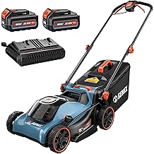 SENIX 40V Max* 15 Battery Powered Lawn Mower - 1.3 Bushels Grass Bag, 2 X2 4Ah Batteries & 3.0A Charger Included LPPX2-M4