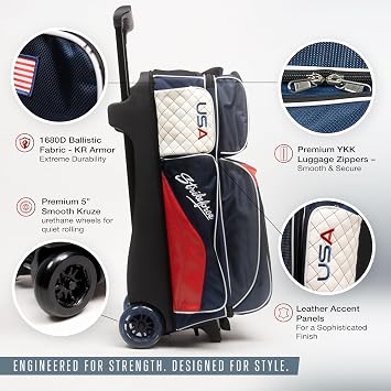 KR Strikeforce Royal Flush Triple Roller Bowling Bag for Three Bowling Balls, Shoes & Accessories