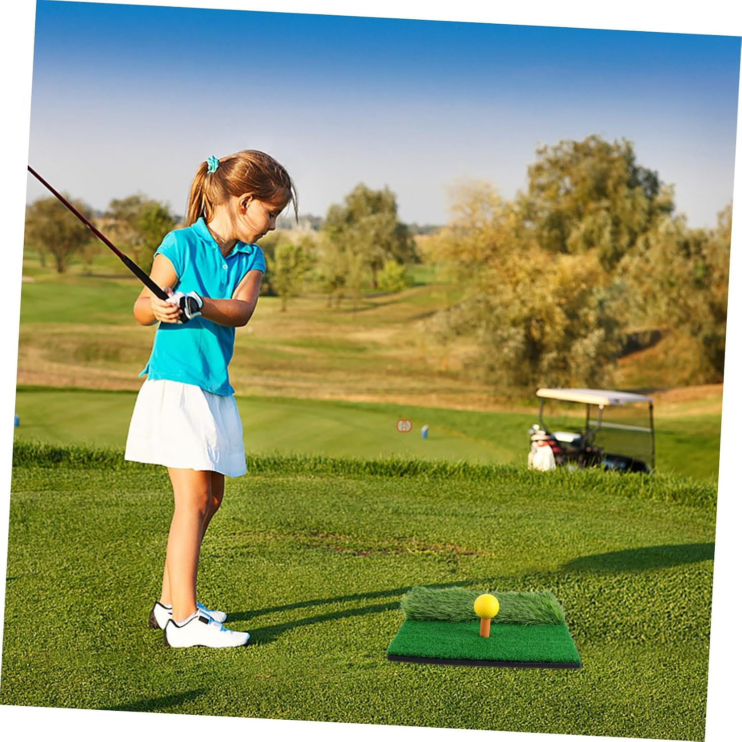 Portable Foldable Golf Practice Net Set with Nylon Training Net and Red Pad Mat for Indoor and Outdoor Practice by Golfers